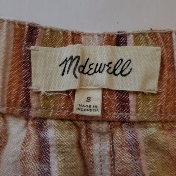 Madewell Linen-Cotton Pull-On Shorts in Rainbow Stripe Size S - Picture 7 of 10
